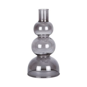 PT CANDLE HOLDER LAYERED CIRCLES GLASS BLACK