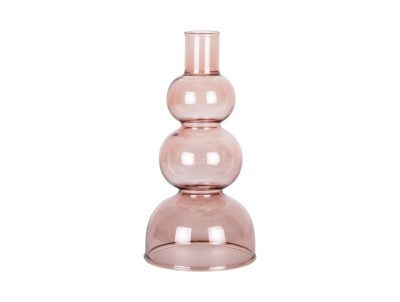 PT CANDLE HOLDER LAYERED CIRCLES GLASS FADED PINK