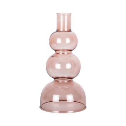 PT CANDLE HOLDER LAYERED CIRCLES GLASS FADED PINK