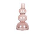 PT CANDLE HOLDER LAYERED CIRCLES LARGE GLASS FADED PINK