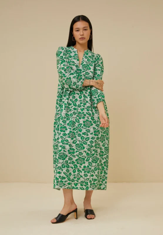 BYBAR RAVI BATIK FLOWER DRESS GROEN