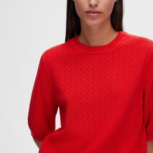 SELECTED SLFHELENA KNIT NECK RED