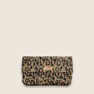 BULAGGI HANDTAS LEOPARD CLUTCH GOUD