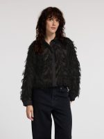 SELECTED SLFMYLINE LS FLUFFY CROPPED SHIRT ZWART