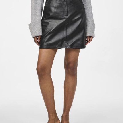 Y.A.S YASLYMA HMW LEATHER SKIRT BLACK