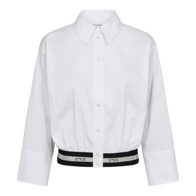 CO'COUTURE COTTON CRISP LOGO CROP SHIRT WHITE